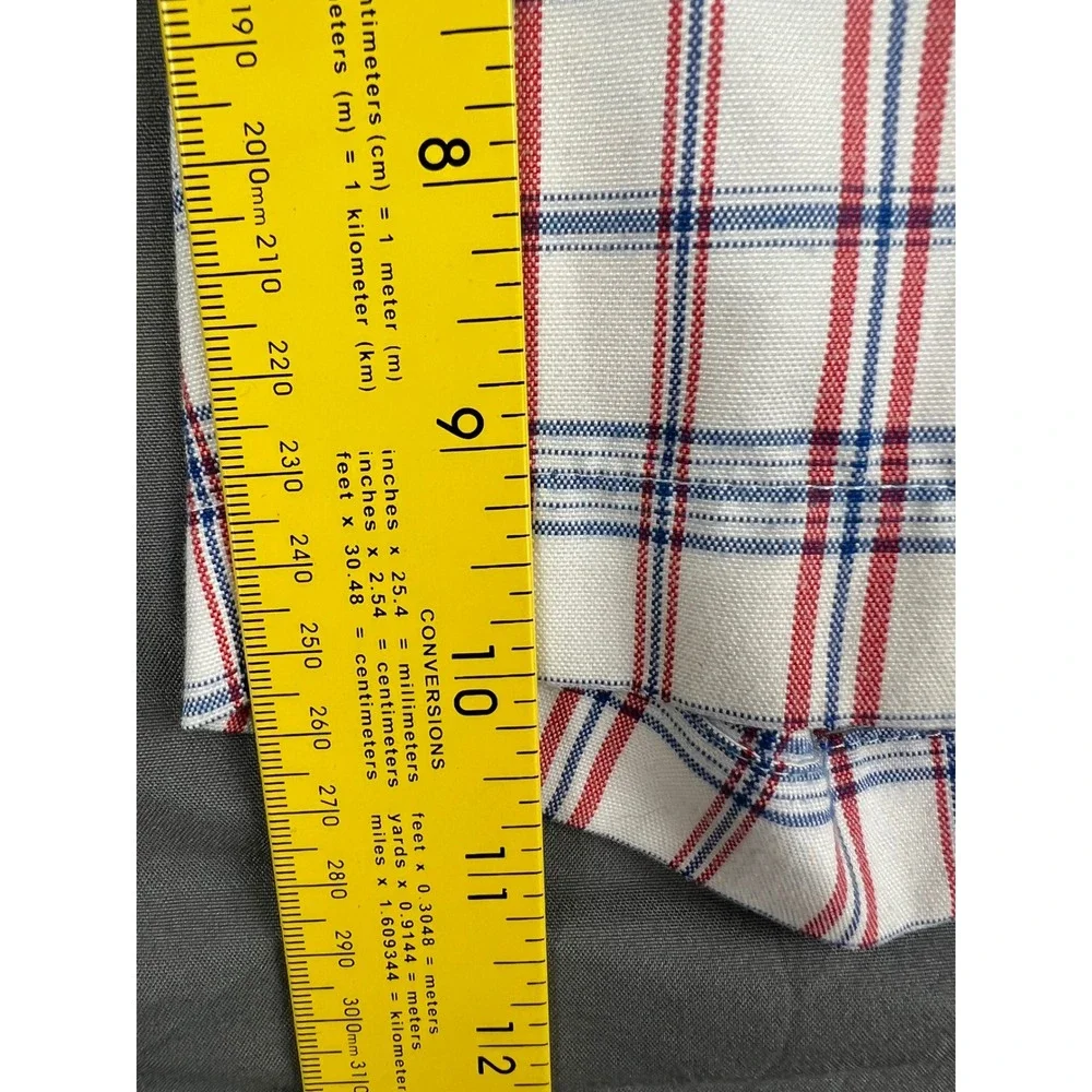 Greg Norman Tasso Elba Golf Shorts Mens 34 White Red Blue Plaid Shark Logo Good